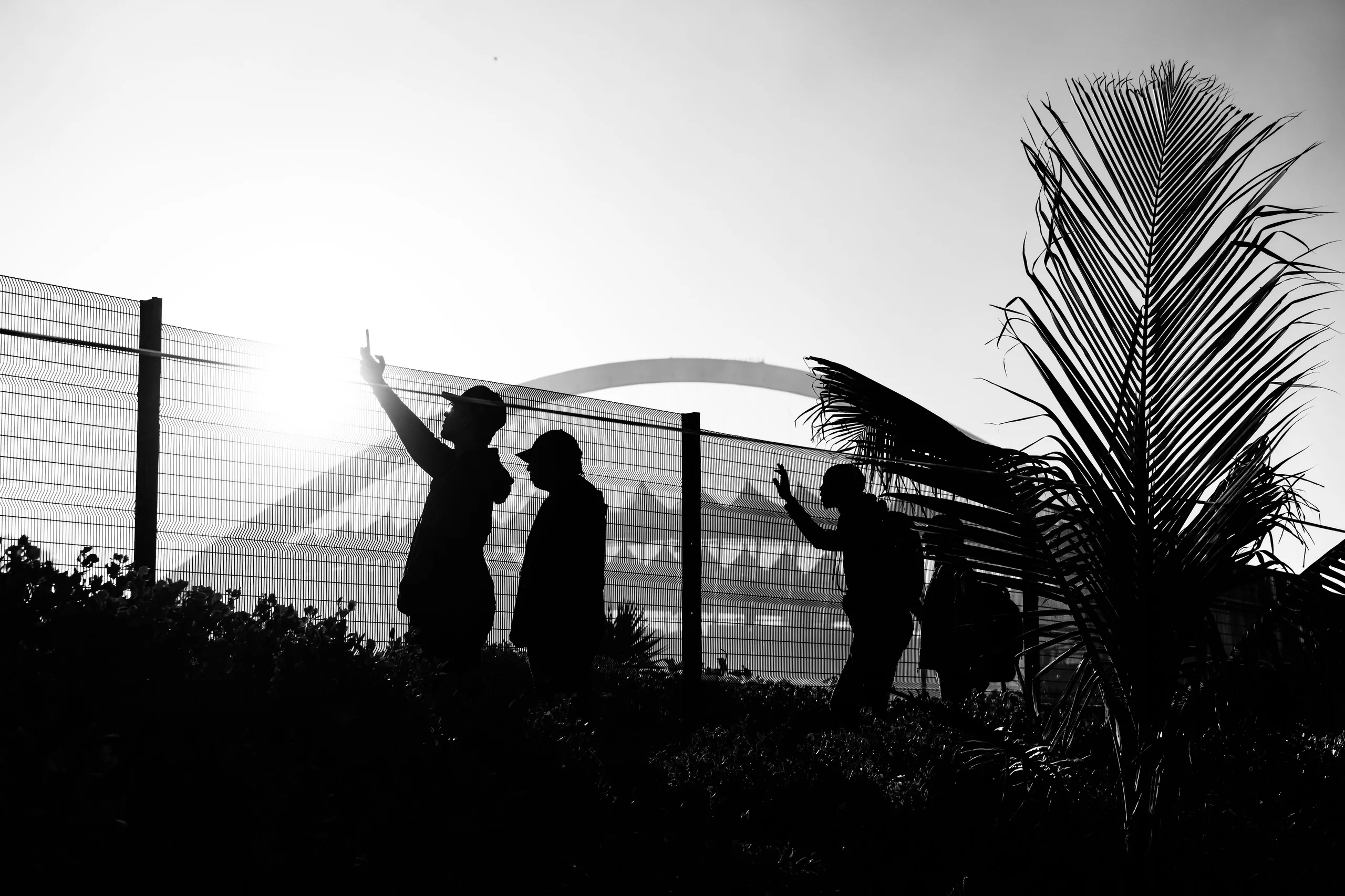 Durban Stadium with silhouetted figures